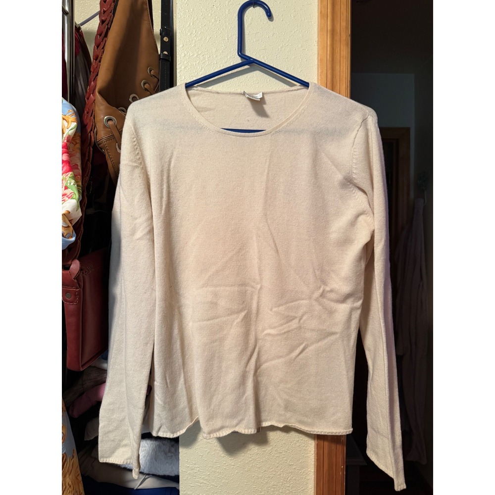 Cullen Cashmere Sweater Womens Medium Cream Ivory Crew Neck Long Sleeve Pullover